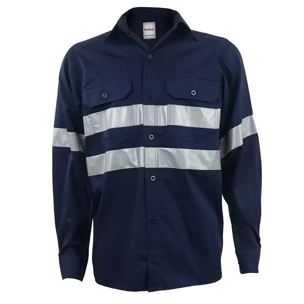 Navy Vented Reflective Mining Shirt