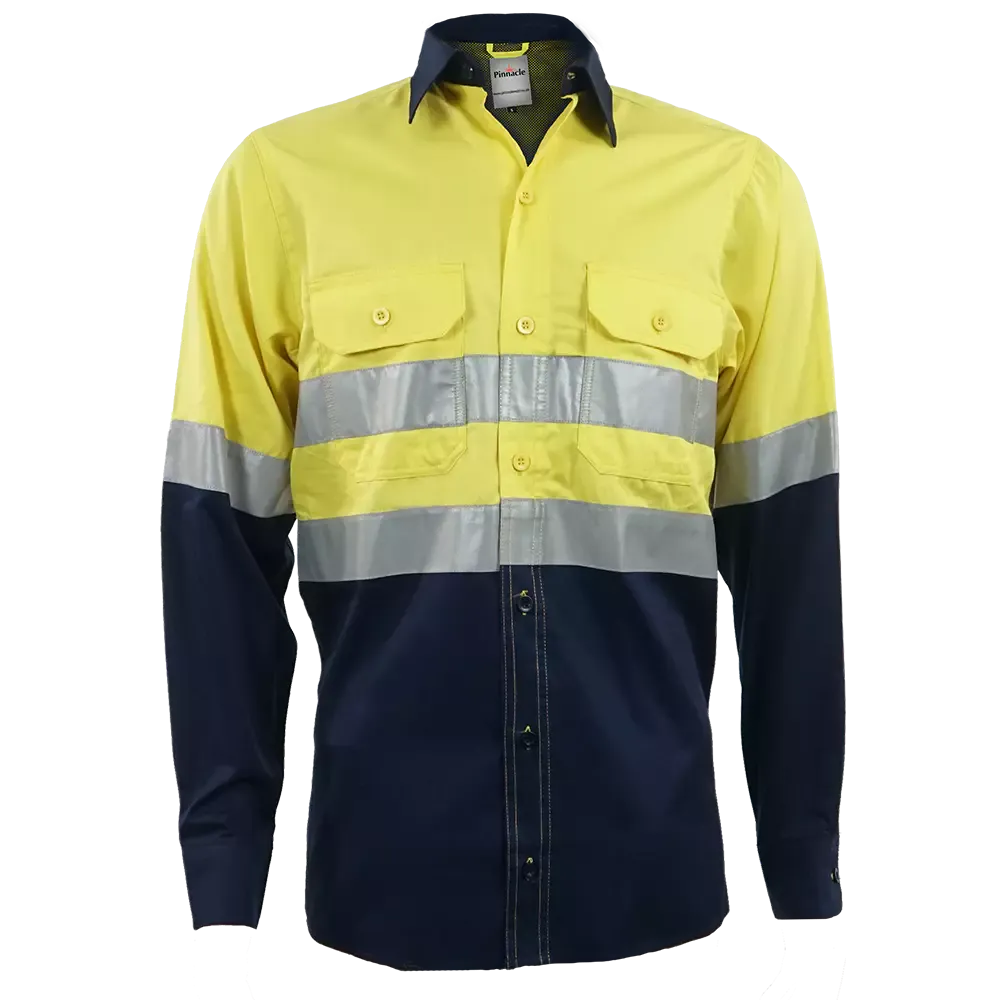 Navy / Yellow  Vented Reflective Mining Shirt