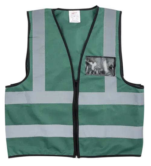Pioneer®Blackish Green Reflective Vest With Zip & Id Pouch
